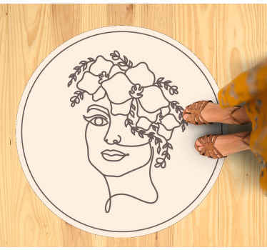 Botanisk skitseillustration rundt vinyltæppe - TenStickers