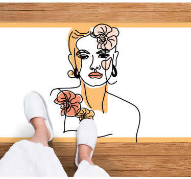 Alfombra vinílica moderna elegante retrato floral - TenVinilo