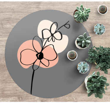 Orchids abstract line art design floral rug - TenStickers