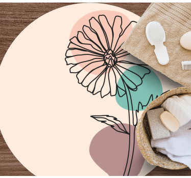 Daisy flower nature line art design floral rug - TenStickers