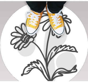 Stilfuldt blomstermotiv rundt vinyltæppe - TenStickers