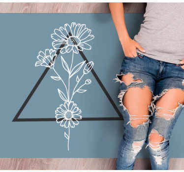 Flores minimalistas com triângulo atrás do tapete - TenStickers