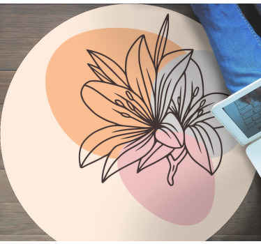 Lilje blomster accent rundt vinyltæppe - TenStickers