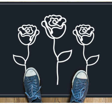 Alfombra vinílica flores representación botánica en boceto - TenVinilo