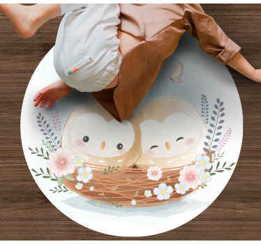 Alfombra vinílica dormitorio nido de búho en pareja - TenVinilo