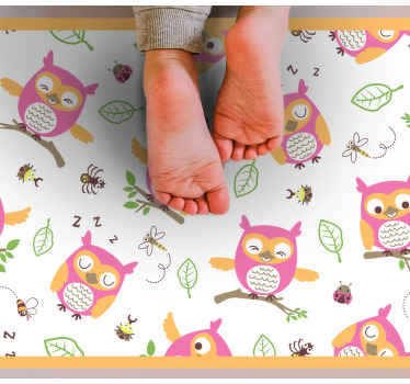 Söt ugglamönster Vinylmatta daghem - Tenstickers