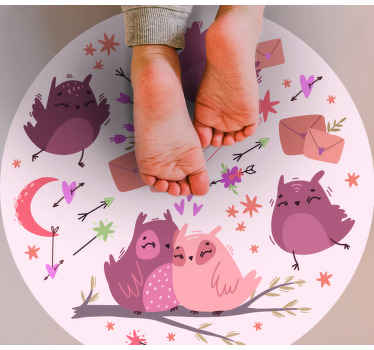 Alfombra vinílica infantil búhos morados - TenVinilo