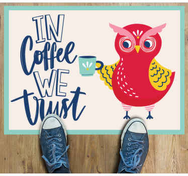 Coruja fofa com tapete de quarto de caneca de café - TenStickers