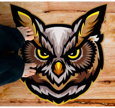 Owl Face Art animal vinyl rug - TenStickers