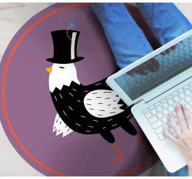 Svart og hvit kylling med klassisk hatt vinyl teppe dyr - Tenstickers