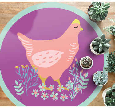 çim hayvan halı üzerinde çok renkli civciv - TenStickers