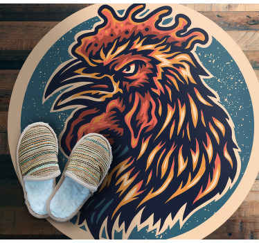 Rooster Head Illustration teen vinyl rug - TenStickers