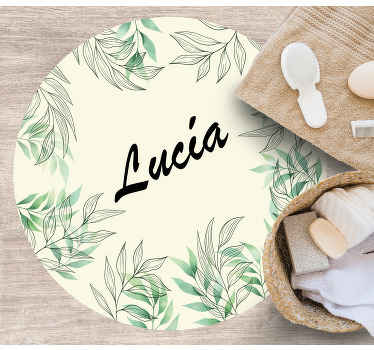 Edru grønne planter vinyl teppe med navn - Tenstickers