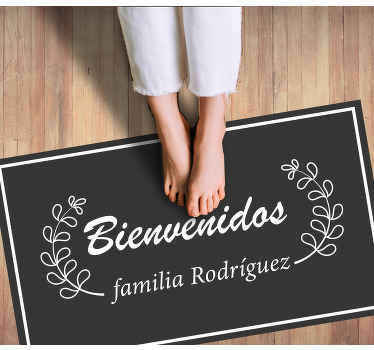Alfombra vinílica personalizable Dos ramas de olivo bienvenidas - TenVinilo