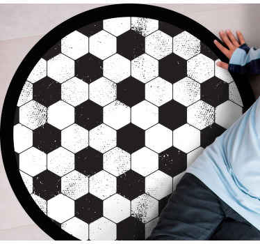 Alfombra vinilo redonda Patrón de fútbol blanco y negro - TenVinilo