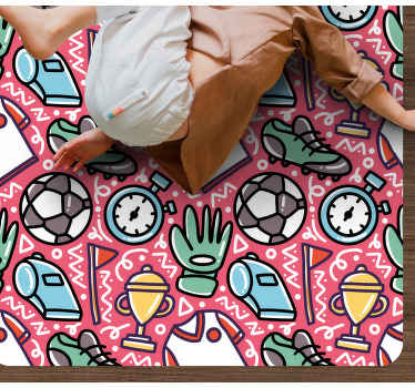 Doodle fotball tegneserie vinyl teppe soverom - Tenstickers