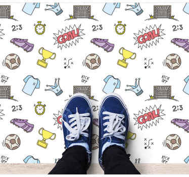 Thema sportsymbolen vinyl tapijt spel - TenStickers