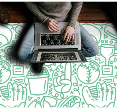 αντικείμενα μπέιζμπολ μοτίβο ορθογώνιο χαλί - TenStickers