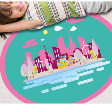rôzne vinylové koberce pre deti farebná panoráma mesta - Tenstickers