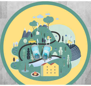 Alfombra vinílica carretera viaje lúdico por el paisaje - TenVinilo