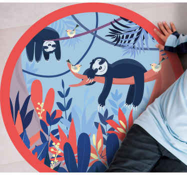 Tapis vinyle animal scène de jungle paresseuse - TenStickers