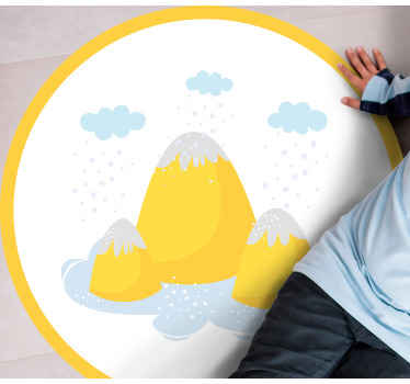 Yellow mountains with rain drops kids vinyl rug - TenStickers