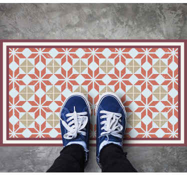 Tapis vinyle carreaux Géométrie blanc et rouge - TenStickers