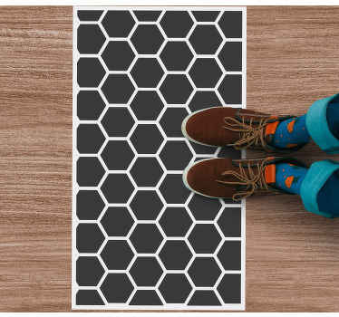 Black hexagons geometric figures geometric rugs - TenStickers