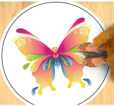 Colourful painted butterfly bedroom rug - TenStickers