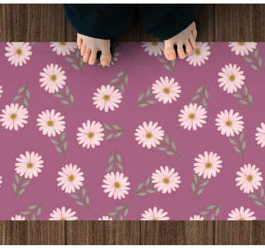 Little pink daisies floral rug - TenStickers