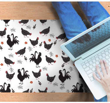 Siyah beyaz horoz hayvan halısı - TenStickers