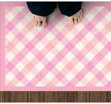 Alfombra vinílica rayas patrón de cuadros rosas - TenVinilo