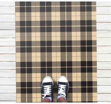 Beige and black plaid pattern rectangular rug - TenStickers