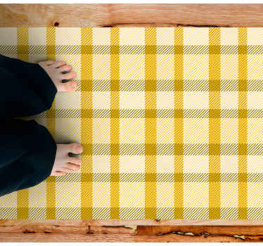 Gul og hvid firkantet mønster rektangulært tæppe - TenStickers