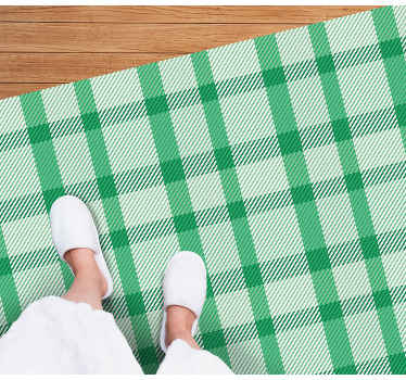 Alfombra vinílica rayas estilo de cuadros verdes - TenVinilo