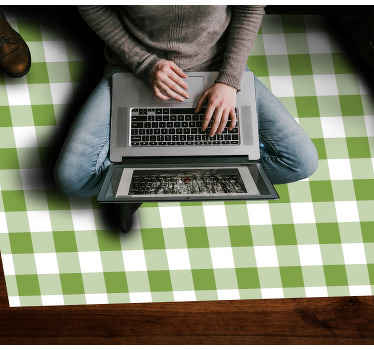 Beyaz ve yeşil desenli kare vinil halı - TenStickers