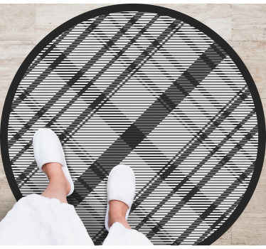 Gray and black patterned squares circular rug - TenStickers