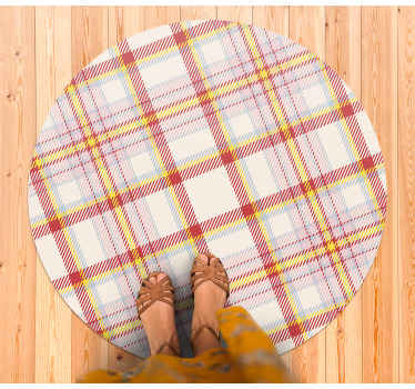 Iskoç ekose desenli kareler yuvarlak kilim - TenStickers