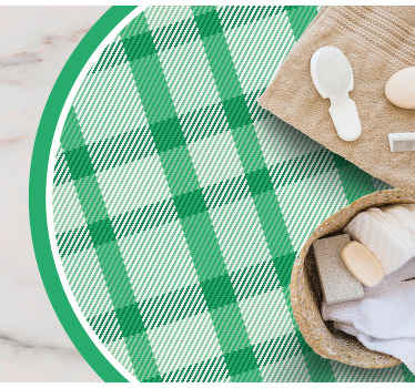 okrúhly vinylový koberec zelený kockovaný vzor - Tenstickers