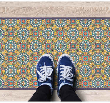 Alfombra vinílica nórdica Mosaico multicolor abstracto - TenVinilo