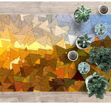 Kahverengi ve gri üçgenler nordic vinil halı - TenStickers