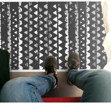 Cinza claro com tapete rústico de vinil nórdico preto. Padrão de riscas e triângulo preto e branco. Mude o visual. Envio imediato.