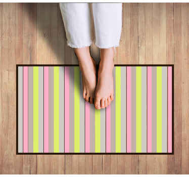 Pink and yellow vertical stripes bedroom rug - TenStickers
