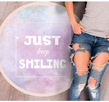 Alfombra vinílica frase alegre recordatorio - TenVinilo