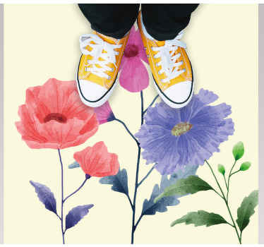 Aquarela colorida conjunto de flores tapete quadrado de vinil - TenStickers