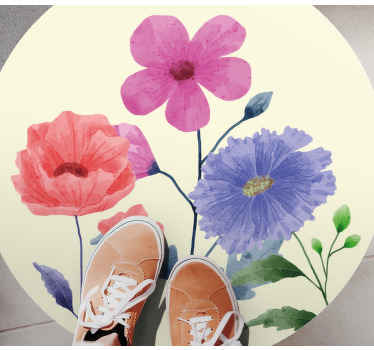 okrúhly vinylový koberec žiarivá kvetinová kompozícia - Tenstickers