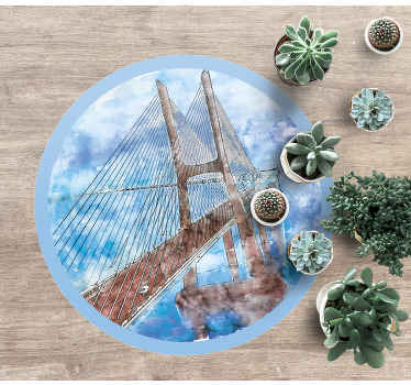 okrúhly vinylový koberec mosty cez vodu - Tenstickers