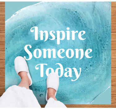 Inspirere nogen i dag blå firkantet vinyltæppe - TenStickers