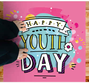 Glad ungdom dag akvarell fyrkantig vinyl matta - Tenstickers