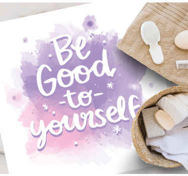 Alfombra vinilo cuadrada Mensaje de letras positivas estilo acuar - TenVinilo